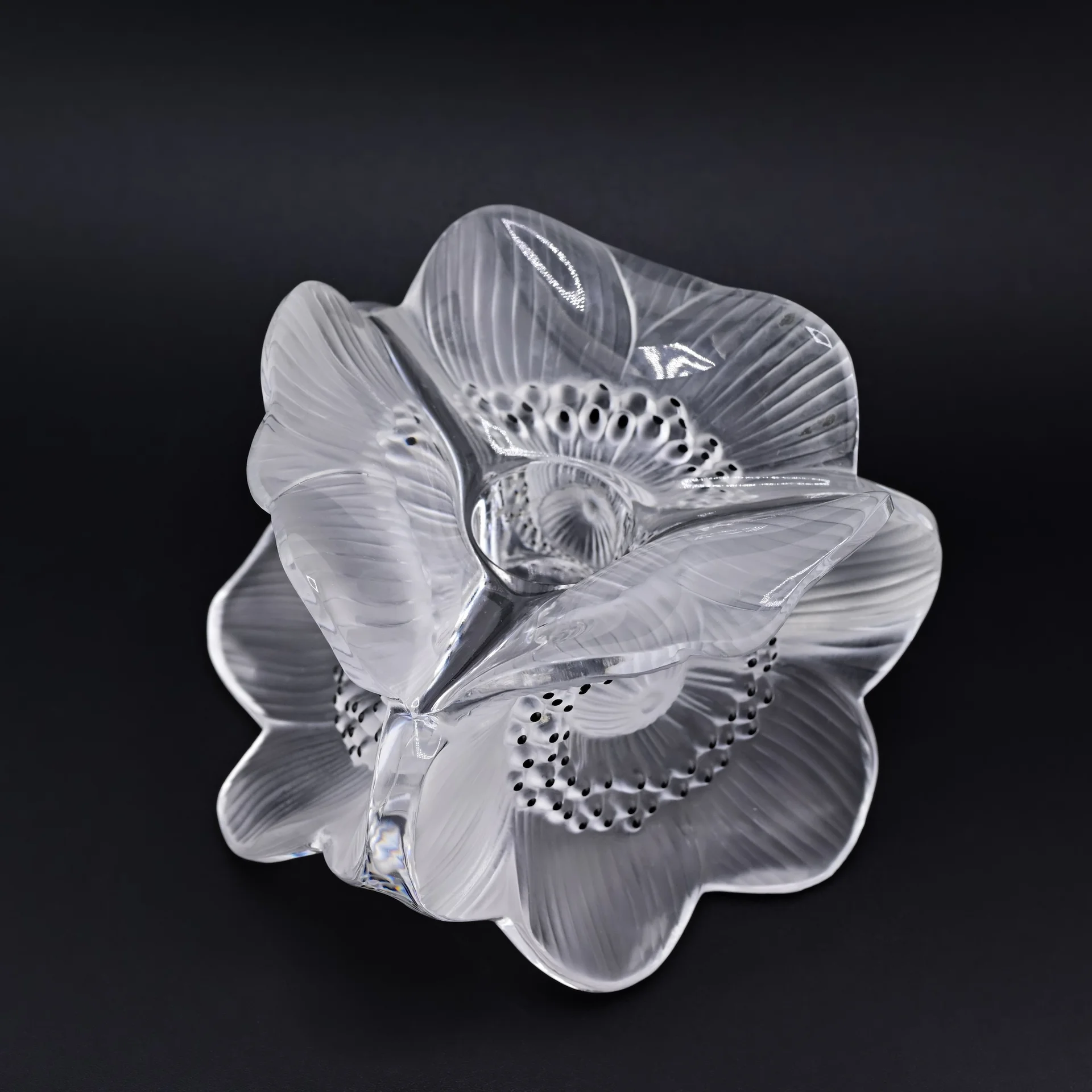 Подсвечник 3 анемоны стекло Lalique Франция - миниатюра 3