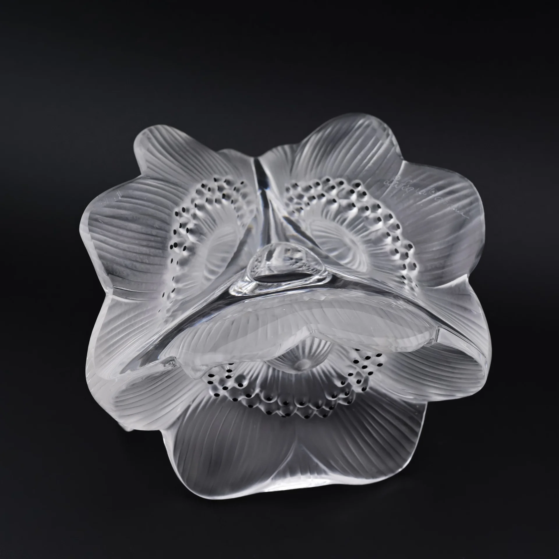 Подсвечник 3 анемоны стекло Lalique Франция - миниатюра 5