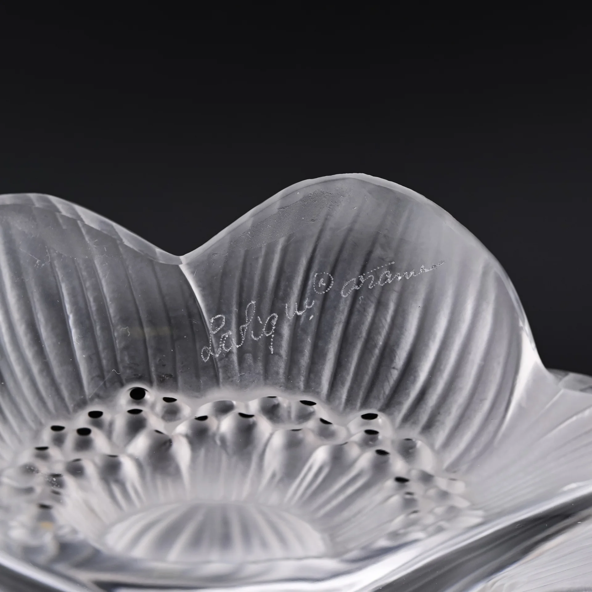 Подсвечник 3 анемоны стекло Lalique Франция - миниатюра 6
