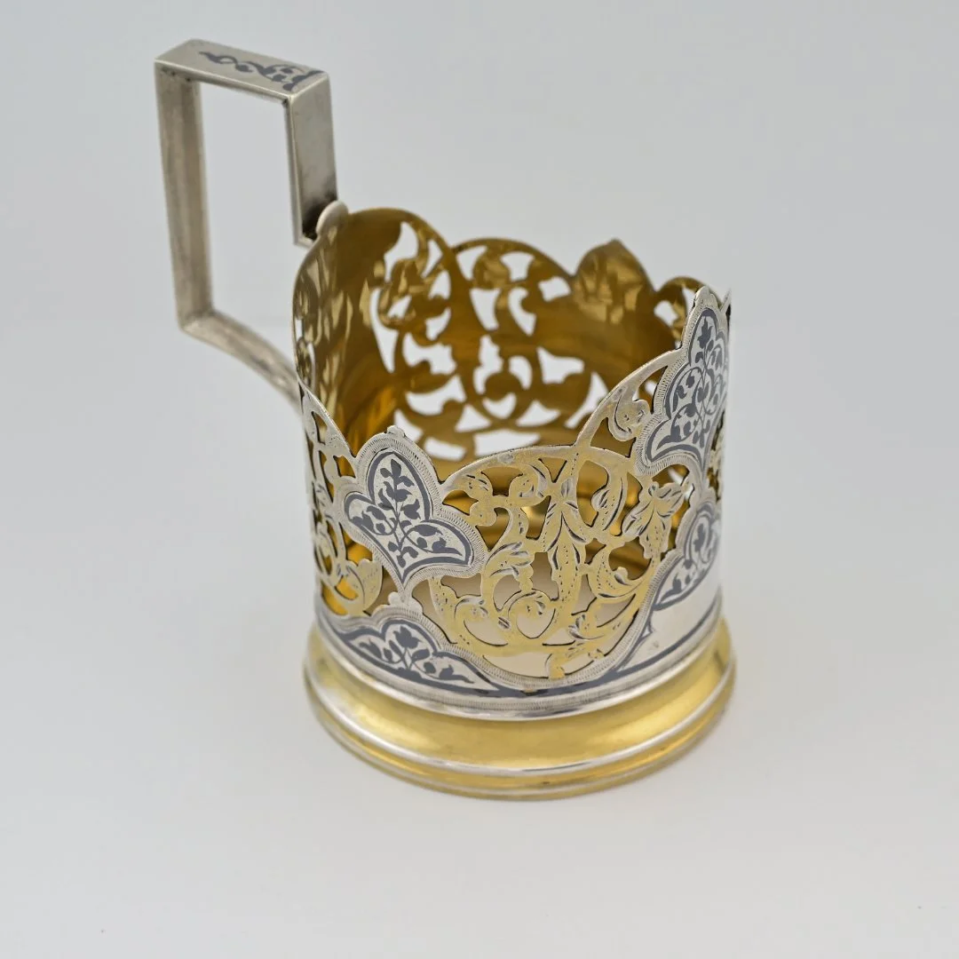 Подстаканник серебро 875 проба Кубачи СССР - миниатюра 2
