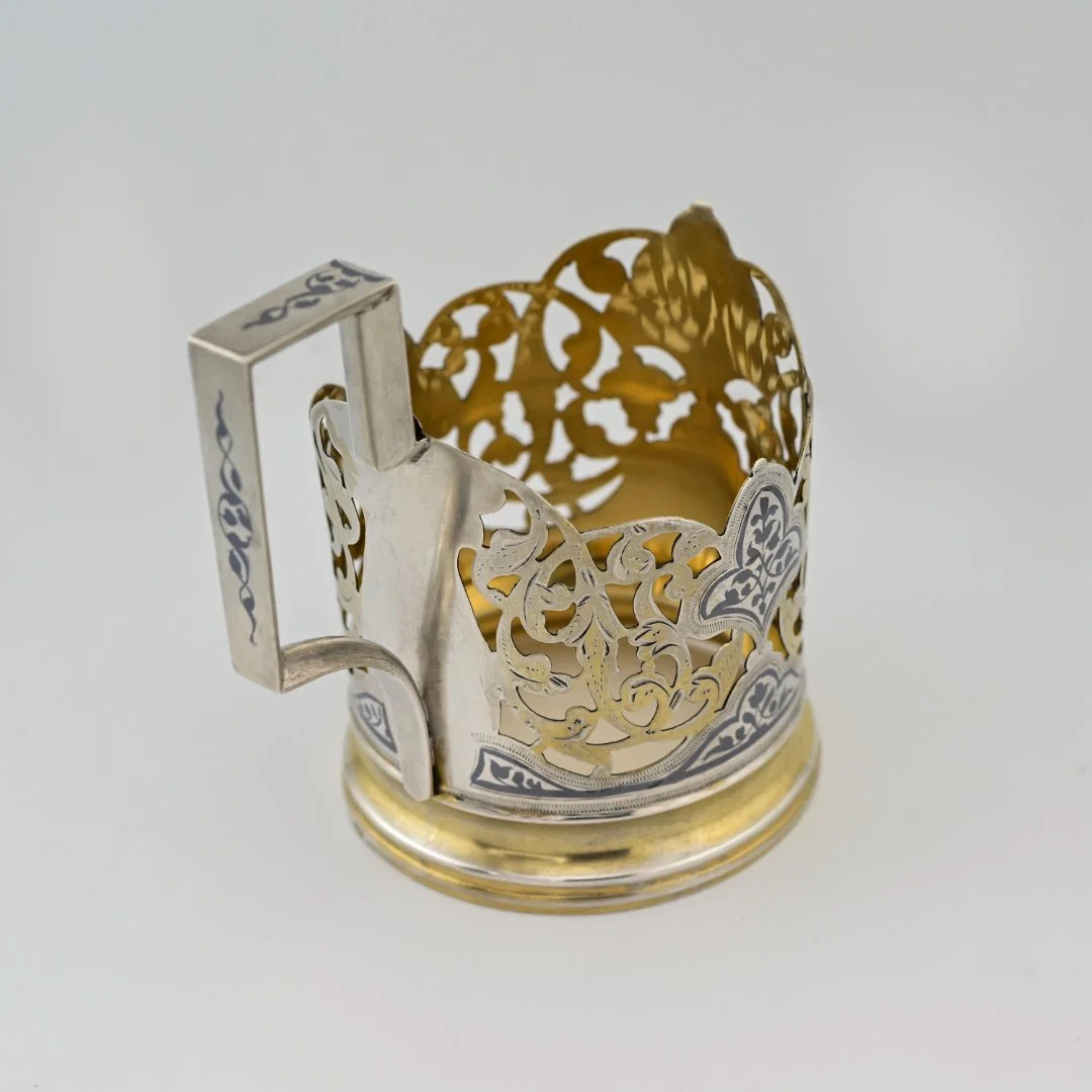 Подстаканник серебро 875 проба Кубачи СССР - миниатюра 4
