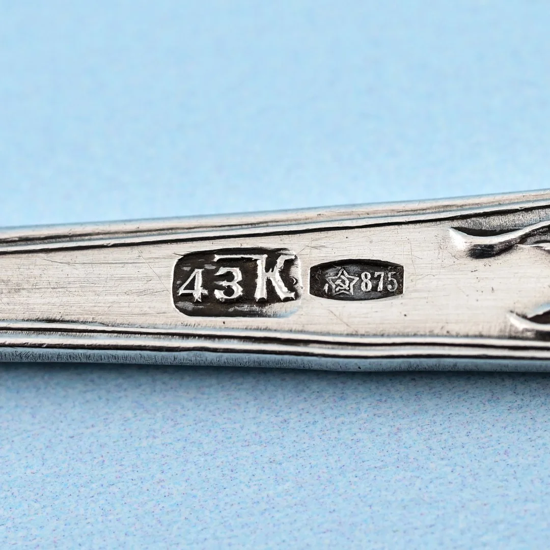 Ложка чайная серебро 875 проба СССР - миниатюра 5