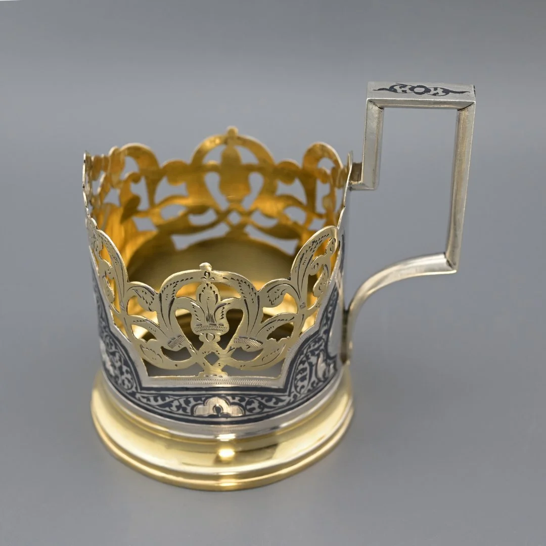 Подстаканник серебро 875 проба Кубачи СССР - миниатюра 2