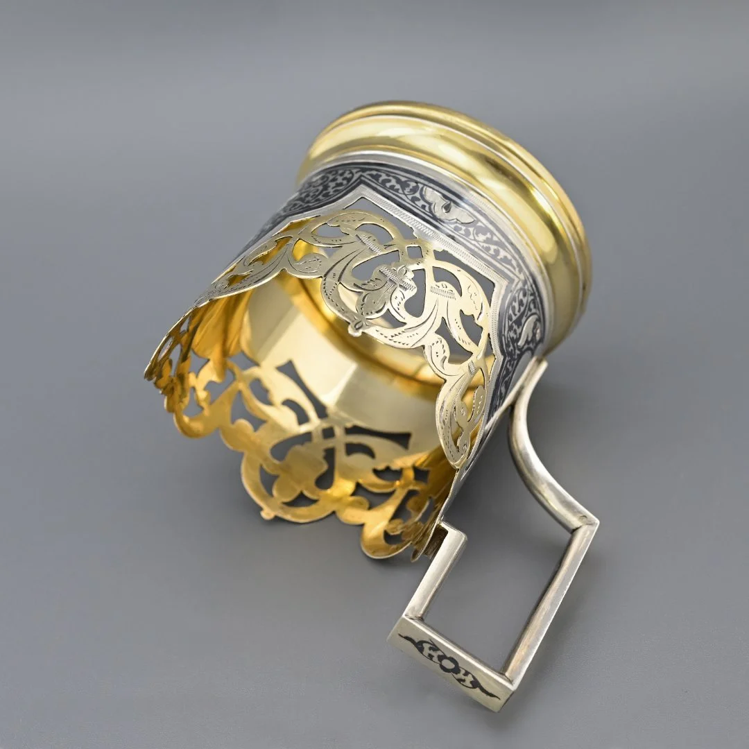 Подстаканник серебро 875 проба Кубачи СССР - миниатюра 3