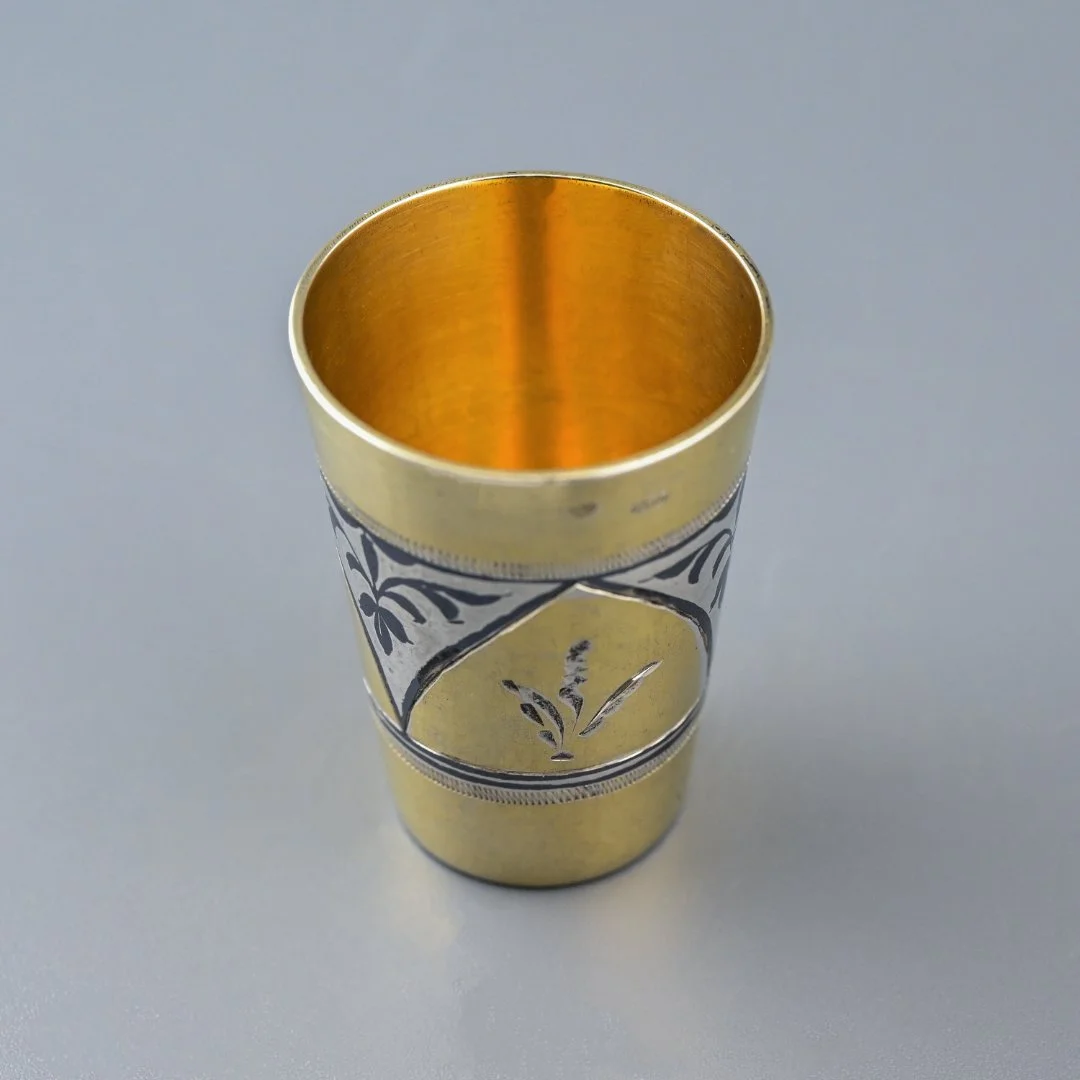 Стопка серебро 875 проба Осетия СССР - миниатюра 4