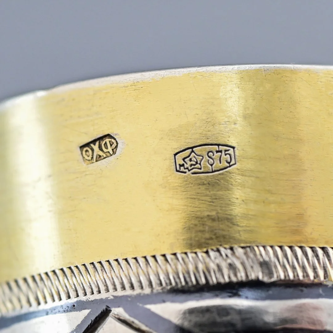 Стопка серебро 875 проба Осетия СССР - миниатюра 5