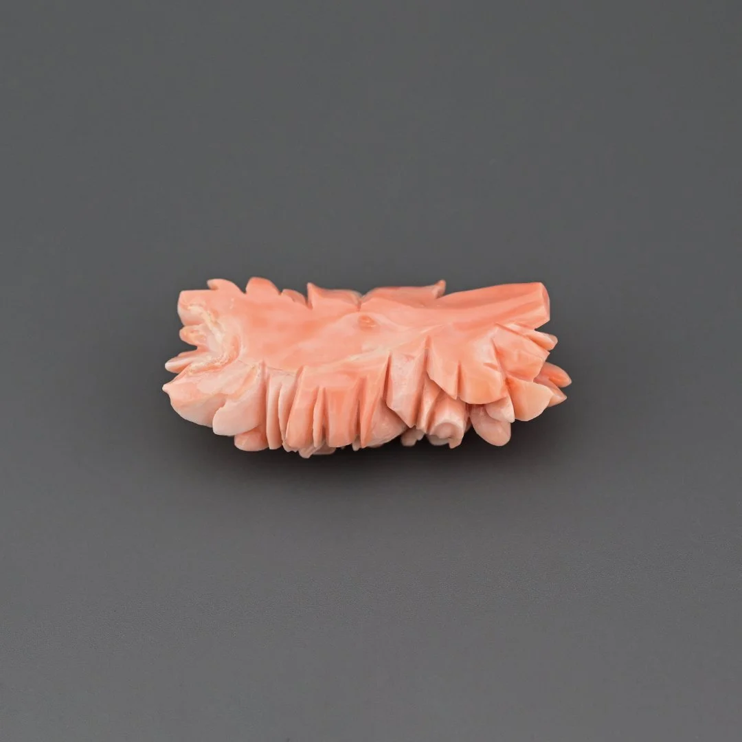 Гемма камея коралл Цветок резьба винтаж - миниатюра 4