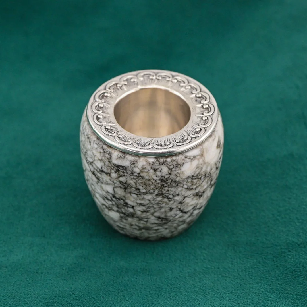 Подсвечник серебро 835 проба мрамор Германия - изображение 1