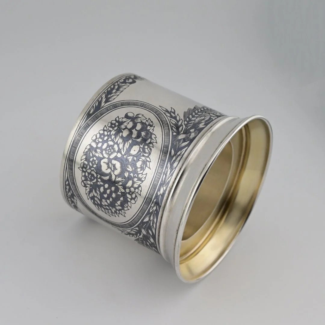 Подстаканник серебро 875 проба Северная Чернь СССР - миниатюра 4
