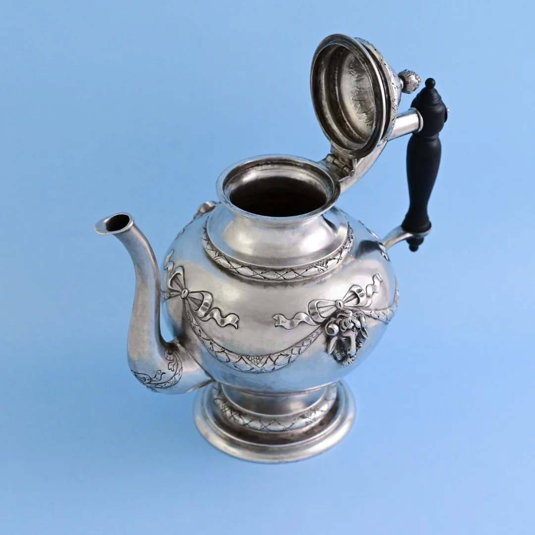 Старинный чайник серебро 800 пробы Германия - миниатюра 3
