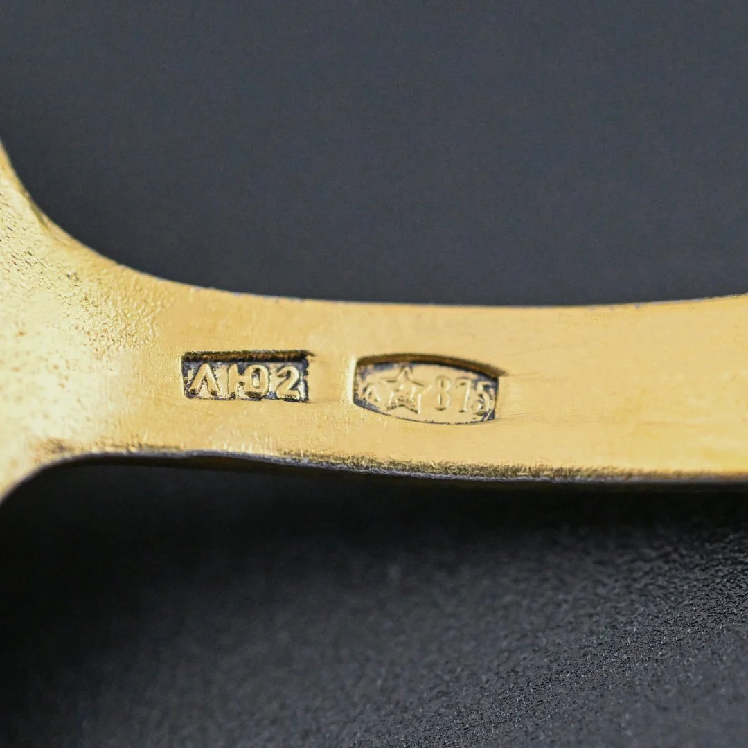 Чайная ложка серебро 875 проба эмаль СССР - миниатюра 5