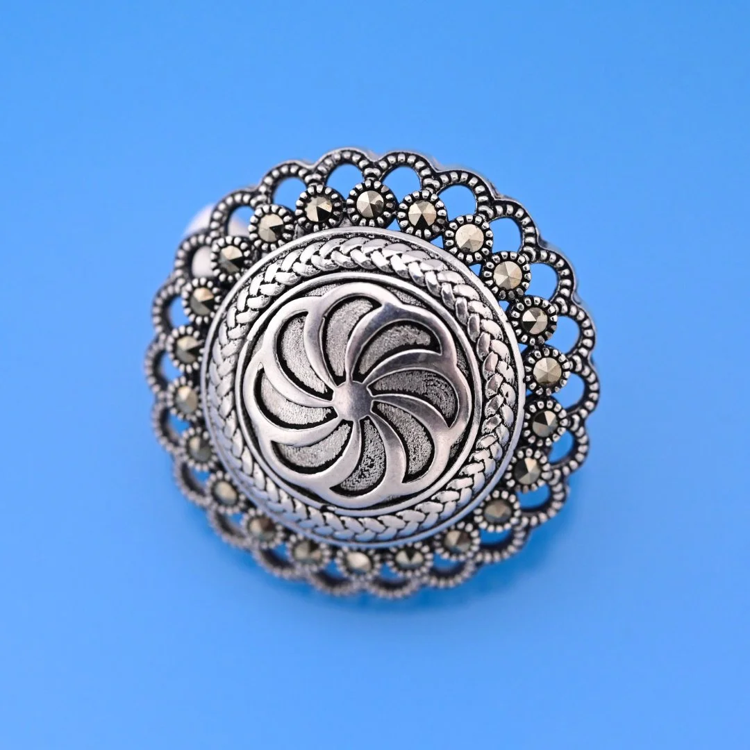 Серьги серебро 925 проба Марказиты - миниатюра 2