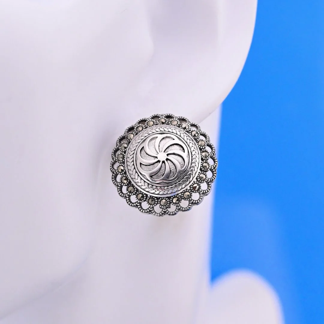 Серьги серебро 925 проба Марказиты - миниатюра 3