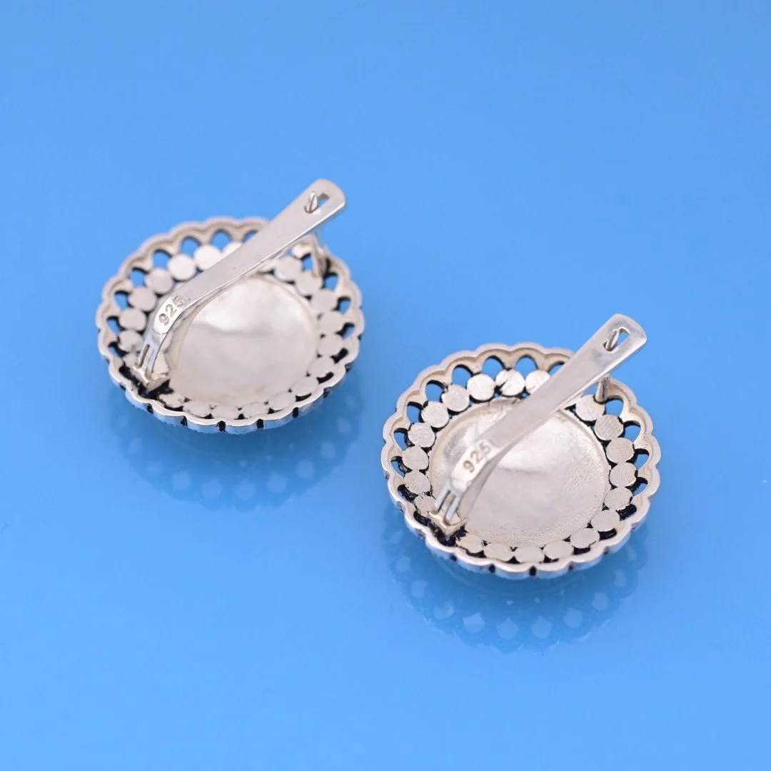 Серьги серебро 925 проба Марказиты - миниатюра 4