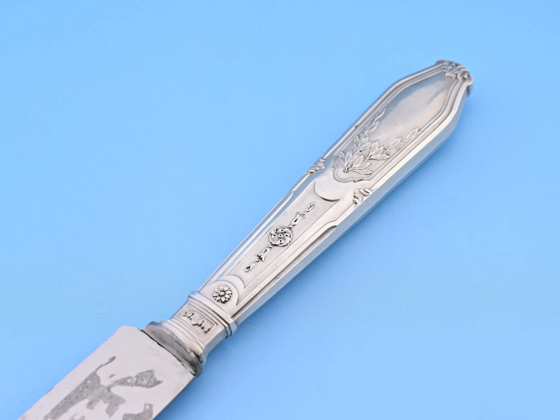 Нож серебро 950 проба сталь Франция XIX в - миниатюра 4