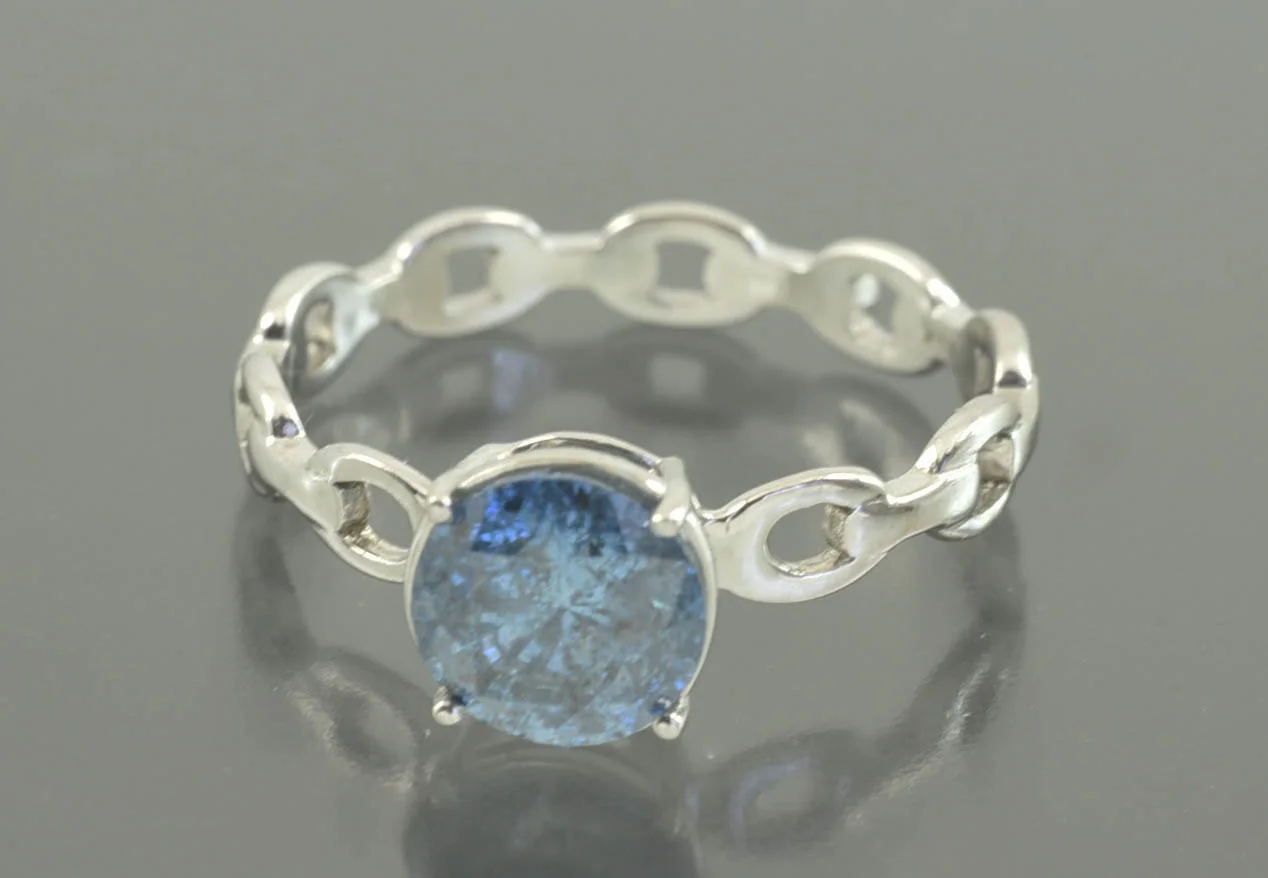 КОЛЬЦО золото 585 проба голубой Бриллиант 1,25 ct - миниатюра 2