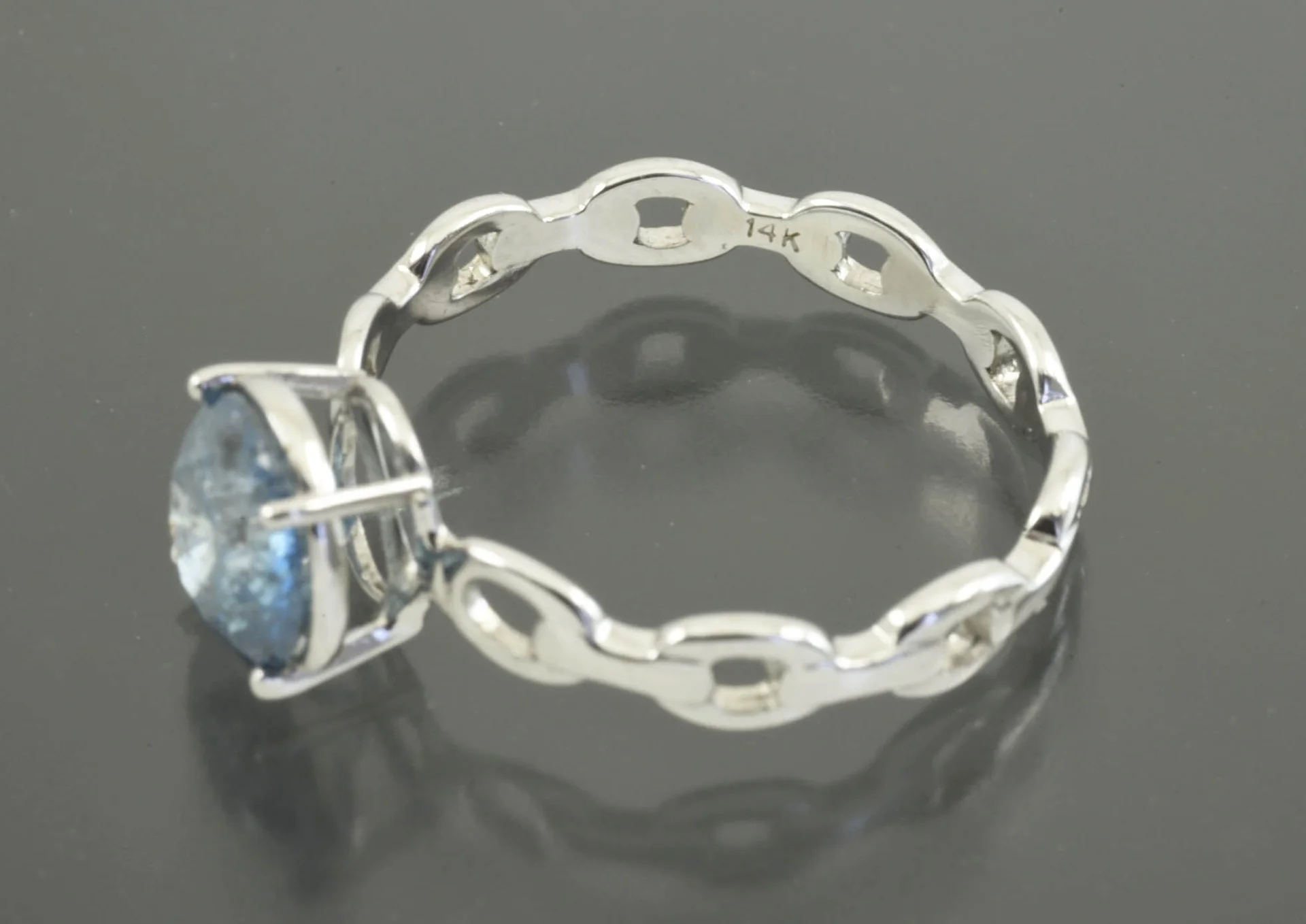 КОЛЬЦО золото 585 проба голубой Бриллиант 1,25 ct - миниатюра 5