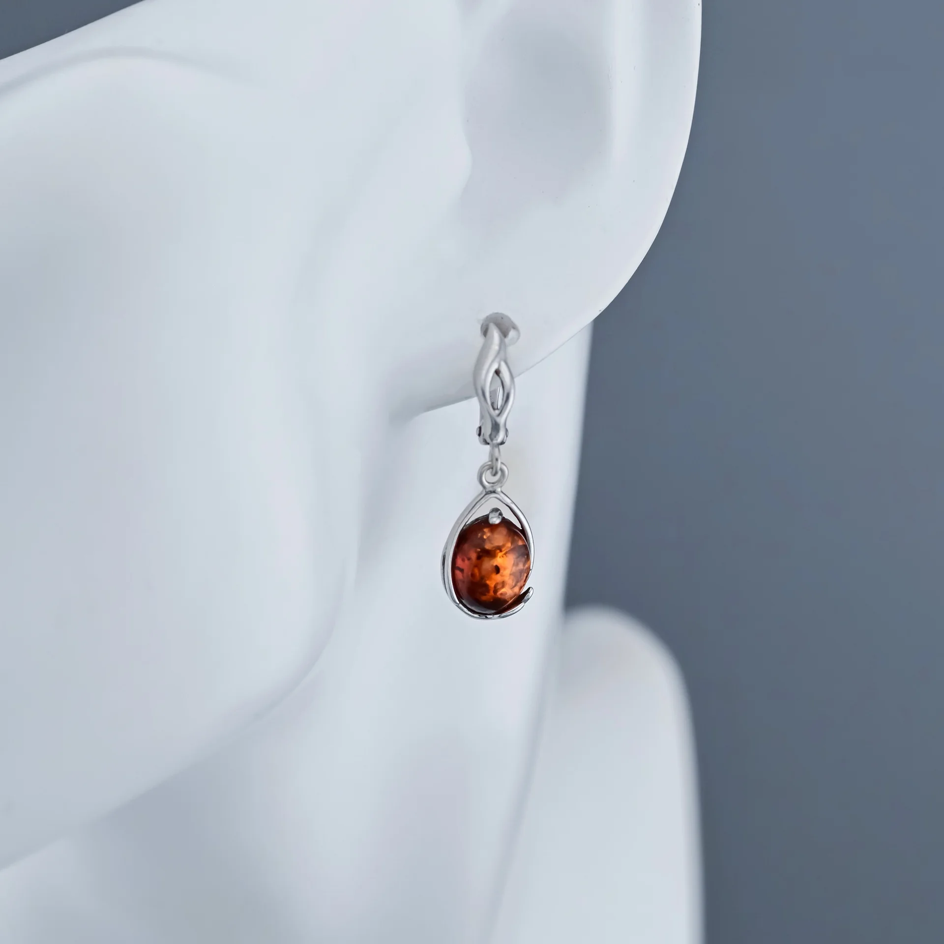 Серьги серебро 925 проба Янтарь Россия - миниатюра 3