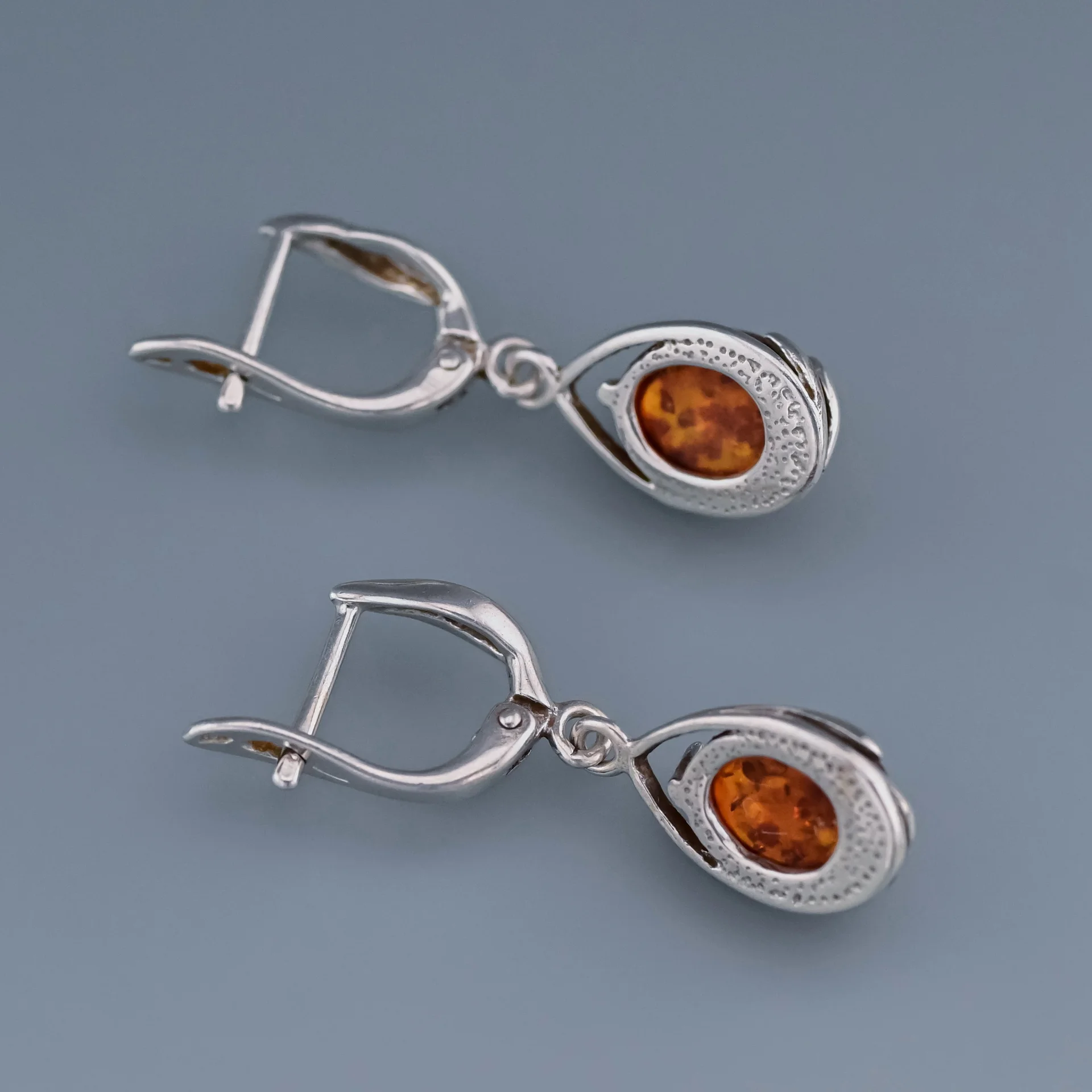 Серьги серебро 925 проба Янтарь Россия - миниатюра 5