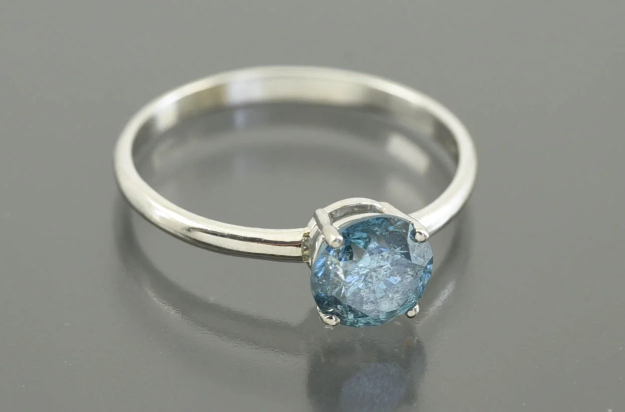 КОЛЬЦО золото 585 проба голубой Бриллиант 1,0 ct - изображение 1