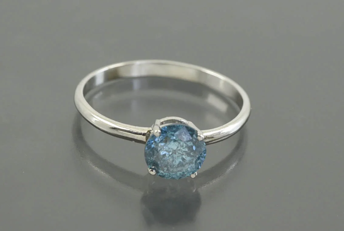 КОЛЬЦО золото 585 проба голубой Бриллиант 1,0 ct - миниатюра 2