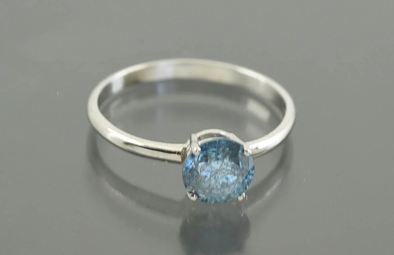КОЛЬЦО золото 585 проба голубой Бриллиант 1,0 ct - миниатюра 3
