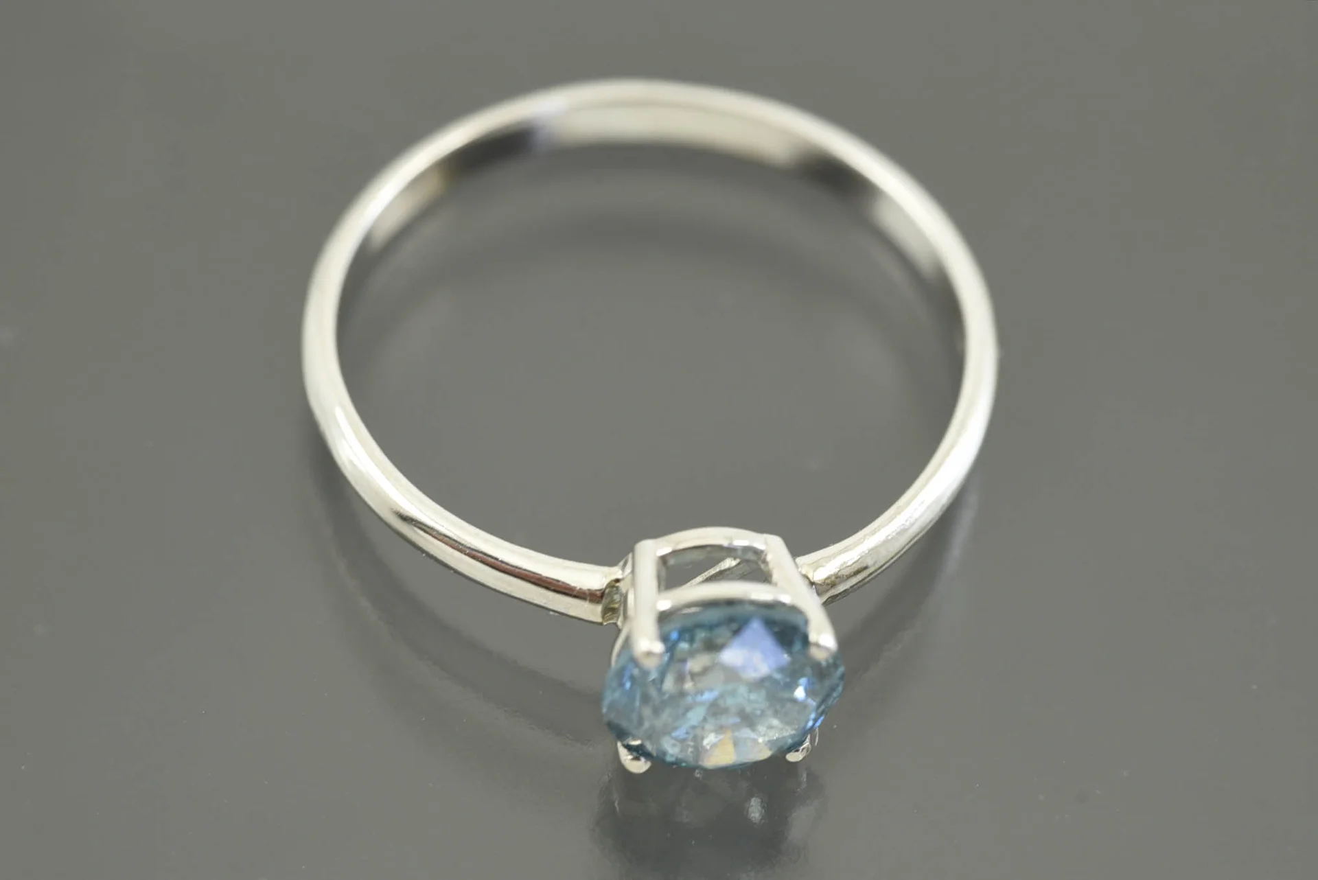КОЛЬЦО золото 585 проба голубой Бриллиант 1,0 ct - миниатюра 6