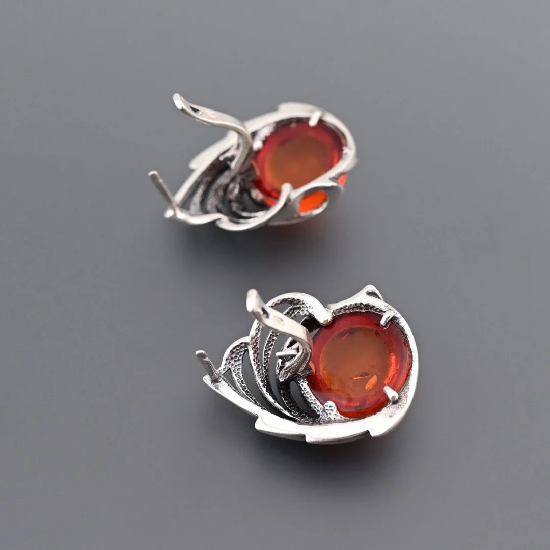 Серьги серебро 925 проба Янтарь Россия - миниатюра 3