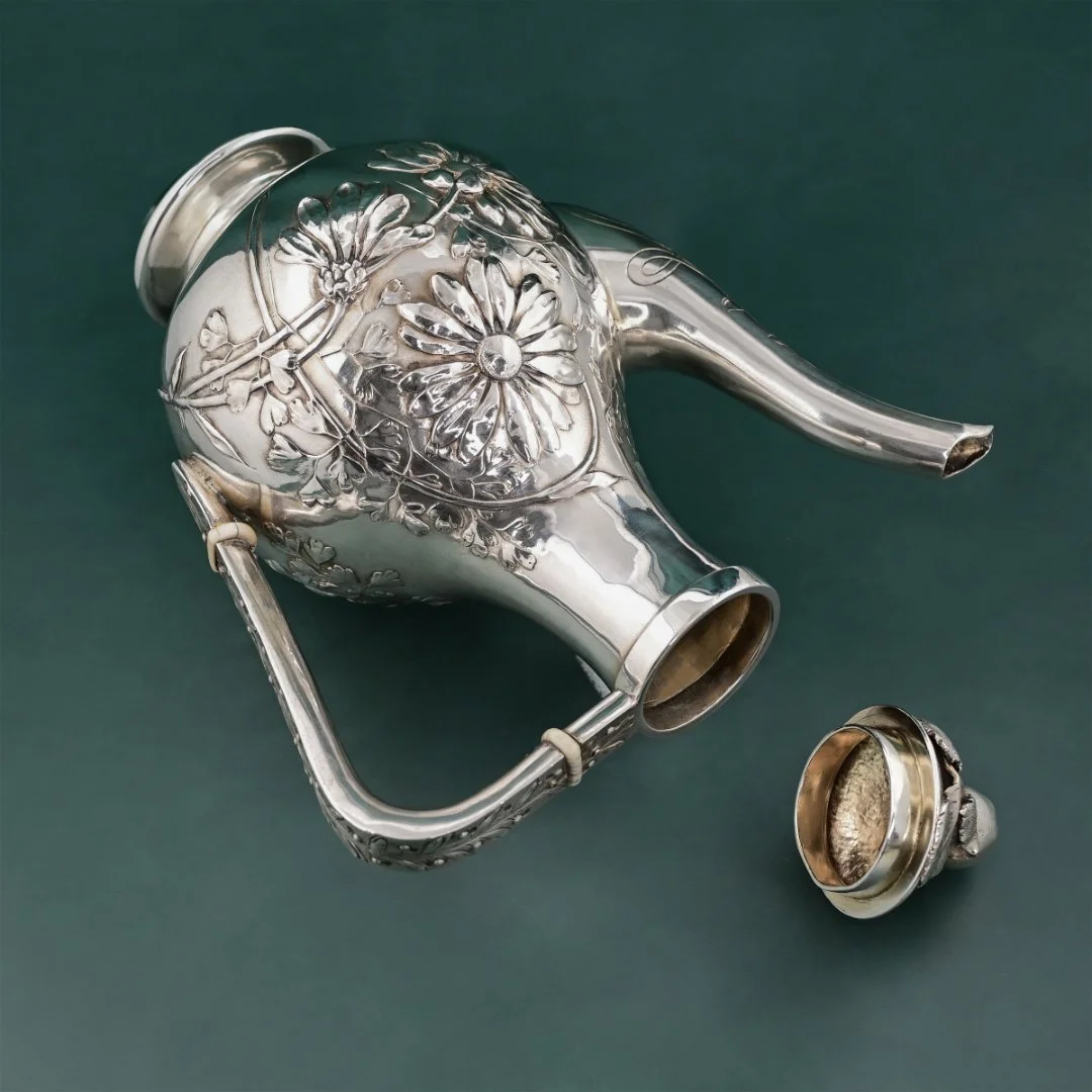 Кофейник и сахарница серебро 800 проба Австро-Венгрия - миниатюра 2