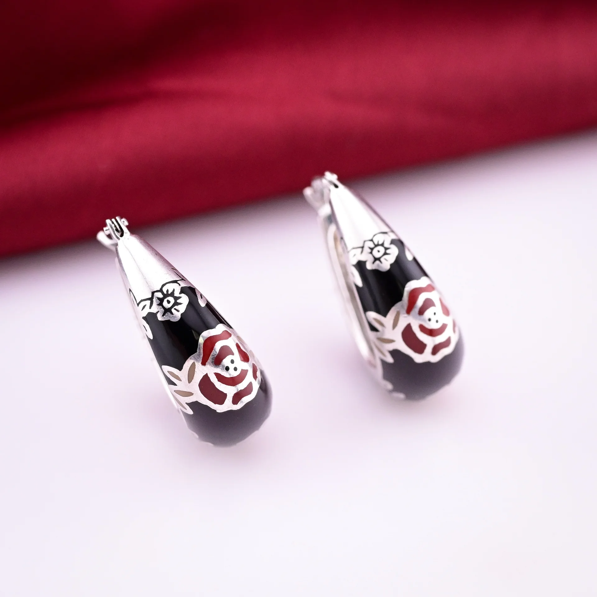 Серьги серебро 925 проба эмаль Kenzo Fedora - изображение 1