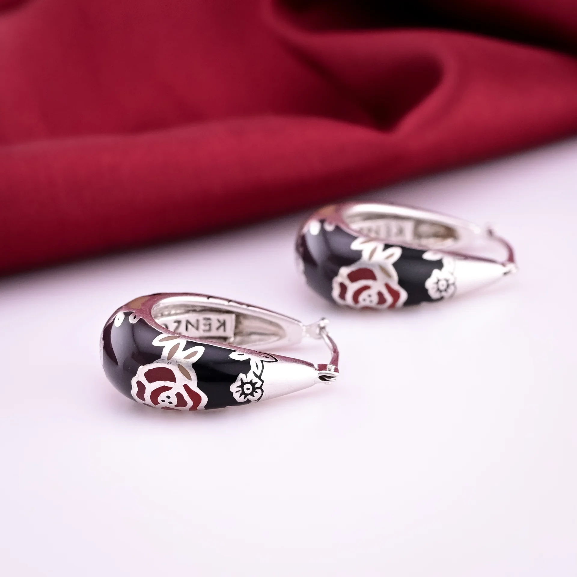Серьги серебро 925 проба эмаль Kenzo Fedora - миниатюра 3