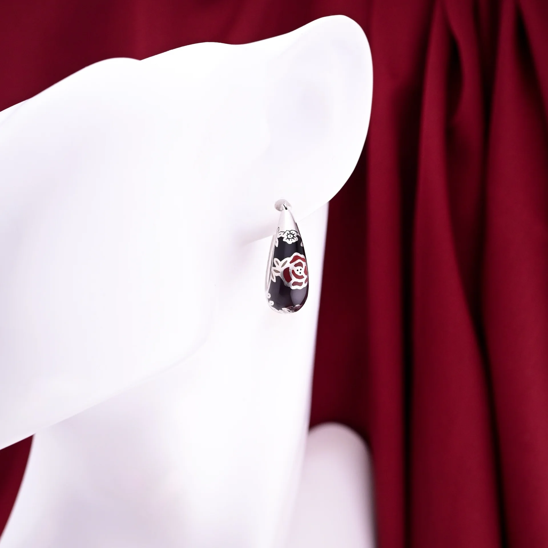 Серьги серебро 925 проба эмаль Kenzo Fedora - миниатюра 4
