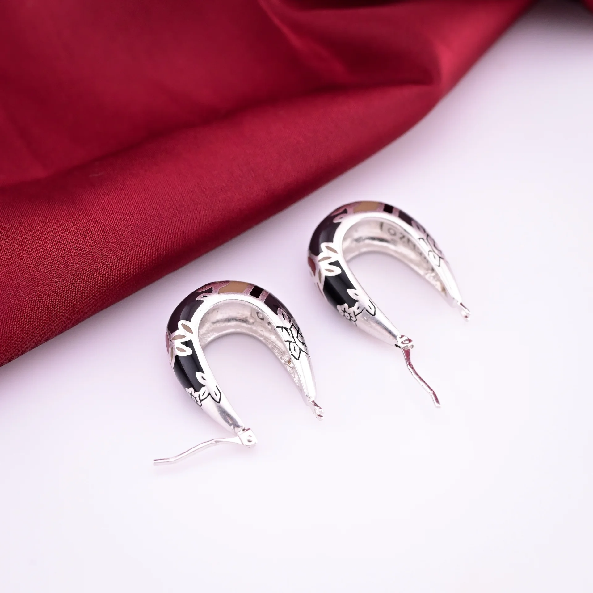 Серьги серебро 925 проба эмаль Kenzo Fedora - миниатюра 5