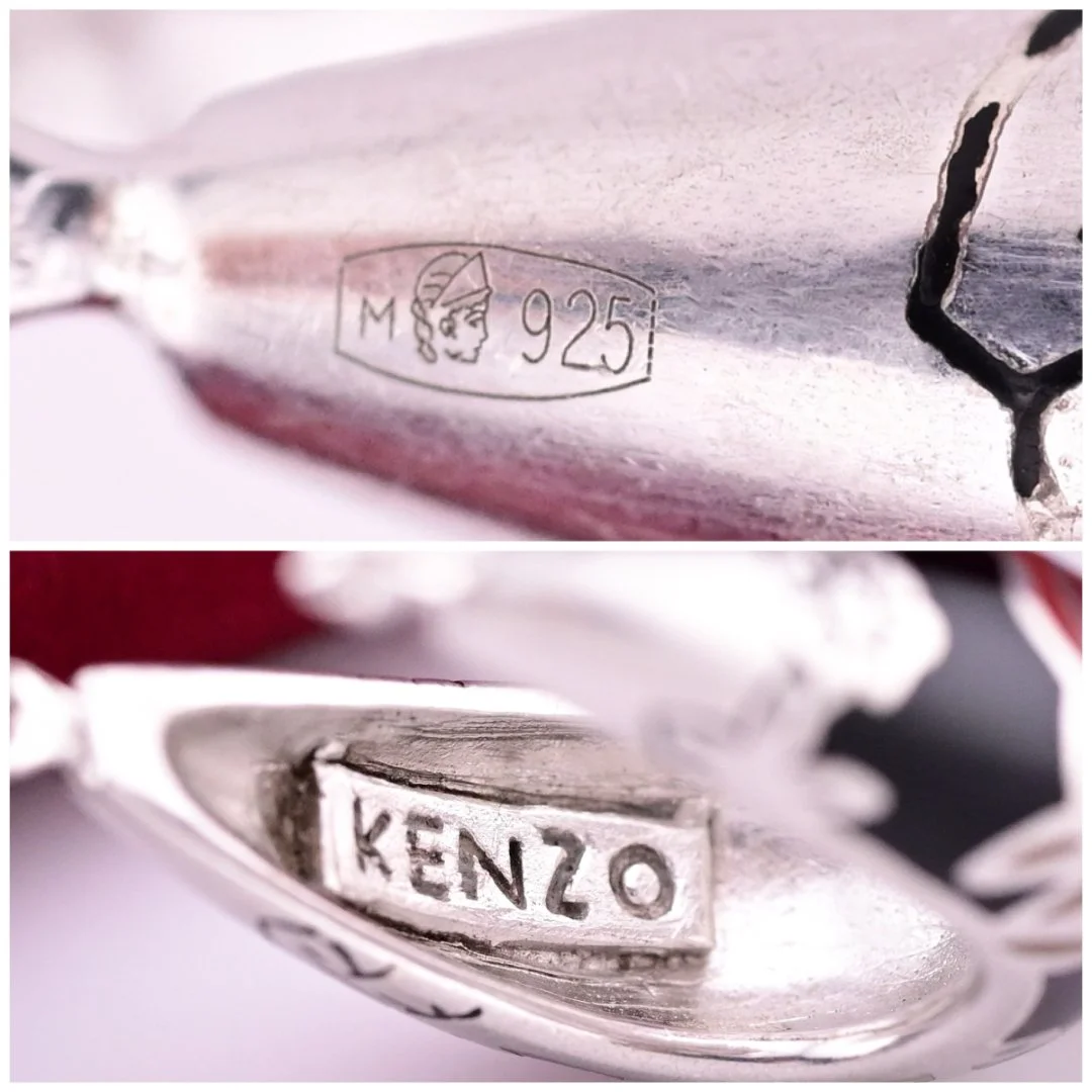 Серьги серебро 925 проба эмаль Kenzo Fedora - миниатюра 6