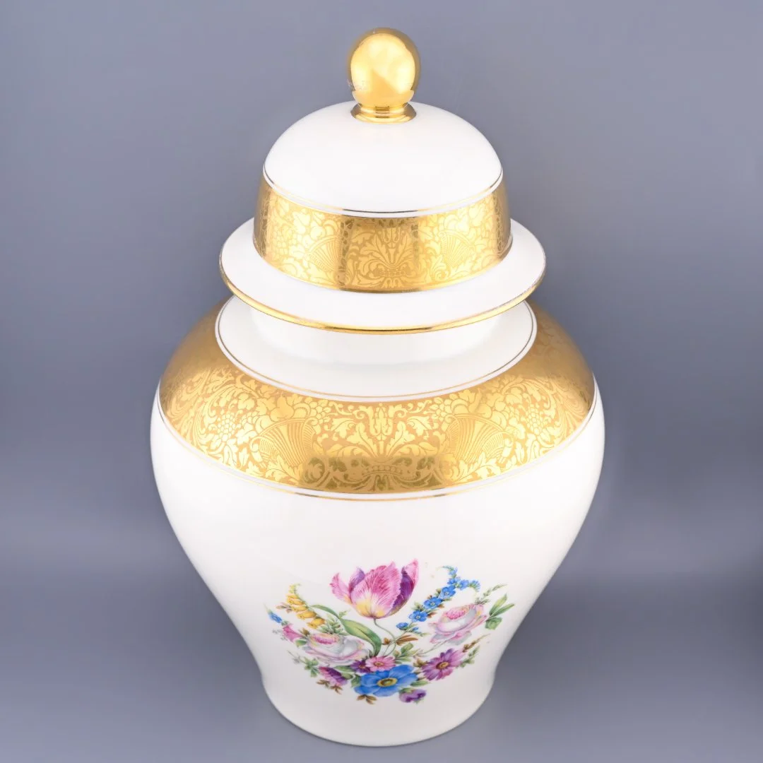 Ваза с крышкой мейпин фарфор Rosenthal позолота цветы