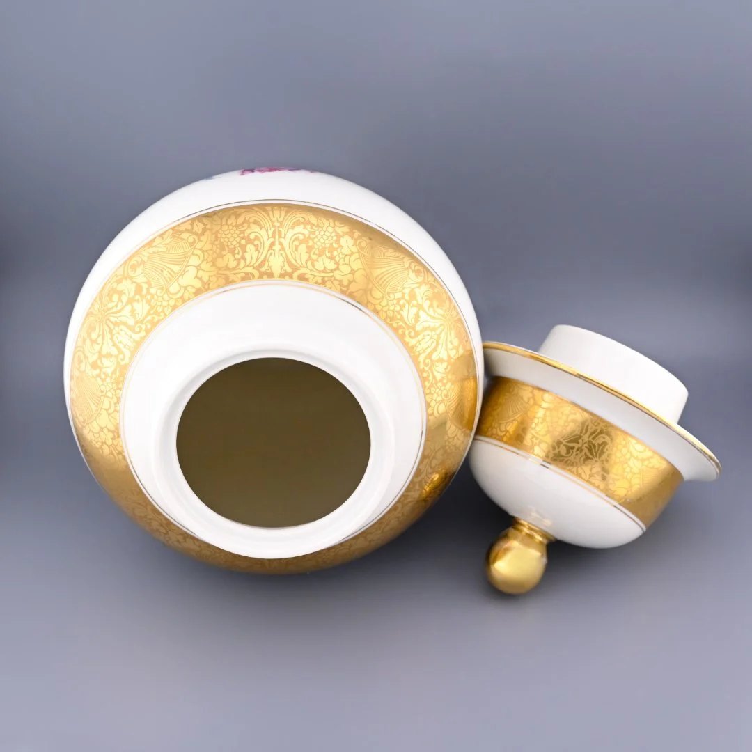 Ваза с крышкой мейпин фарфор Rosenthal позолота цветы - миниатюра 3