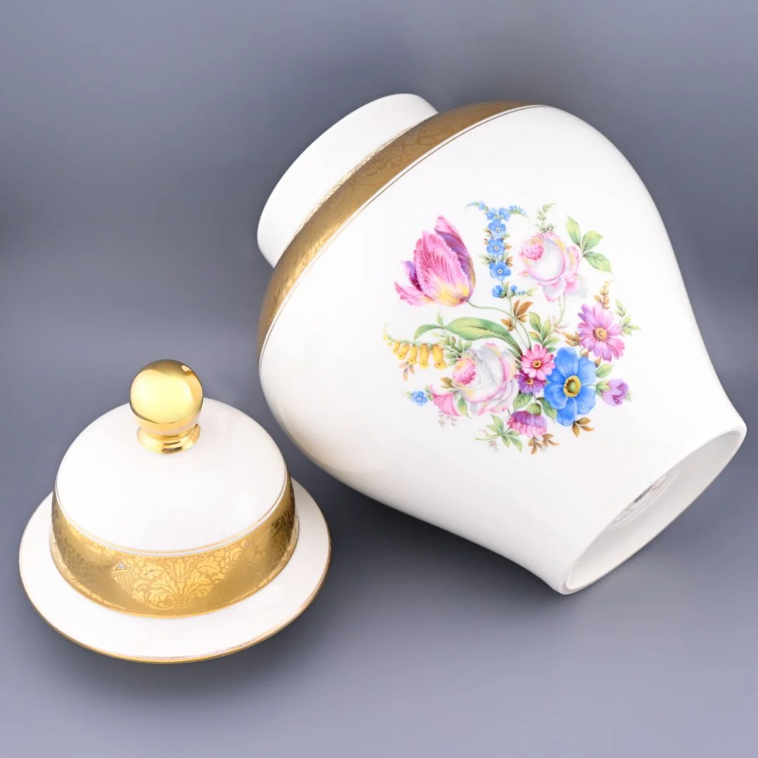 Ваза с крышкой мейпин фарфор Rosenthal позолота цветы - миниатюра 4