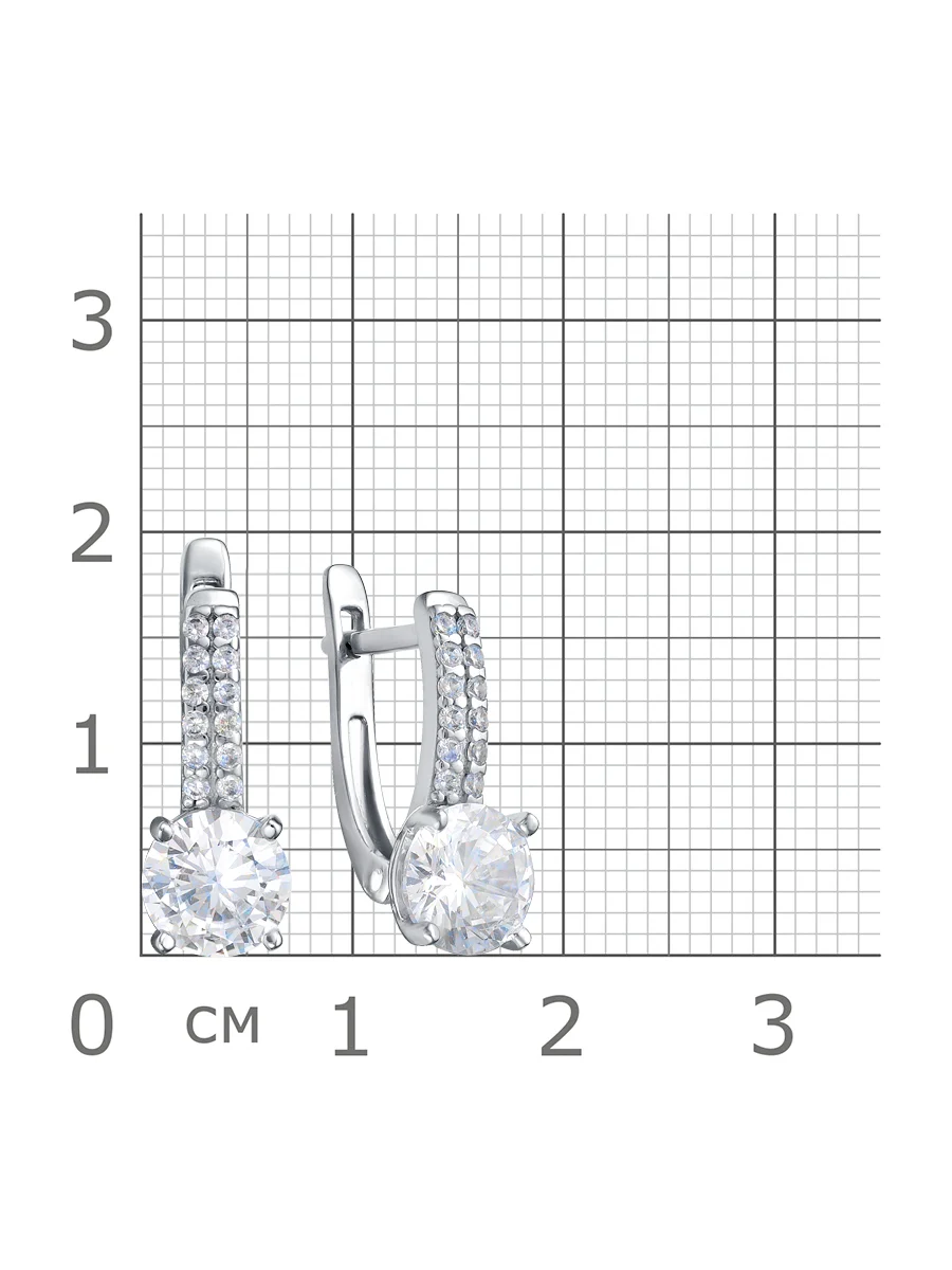 Серьги серебро 925 пробы с фианитами - миниатюра 2