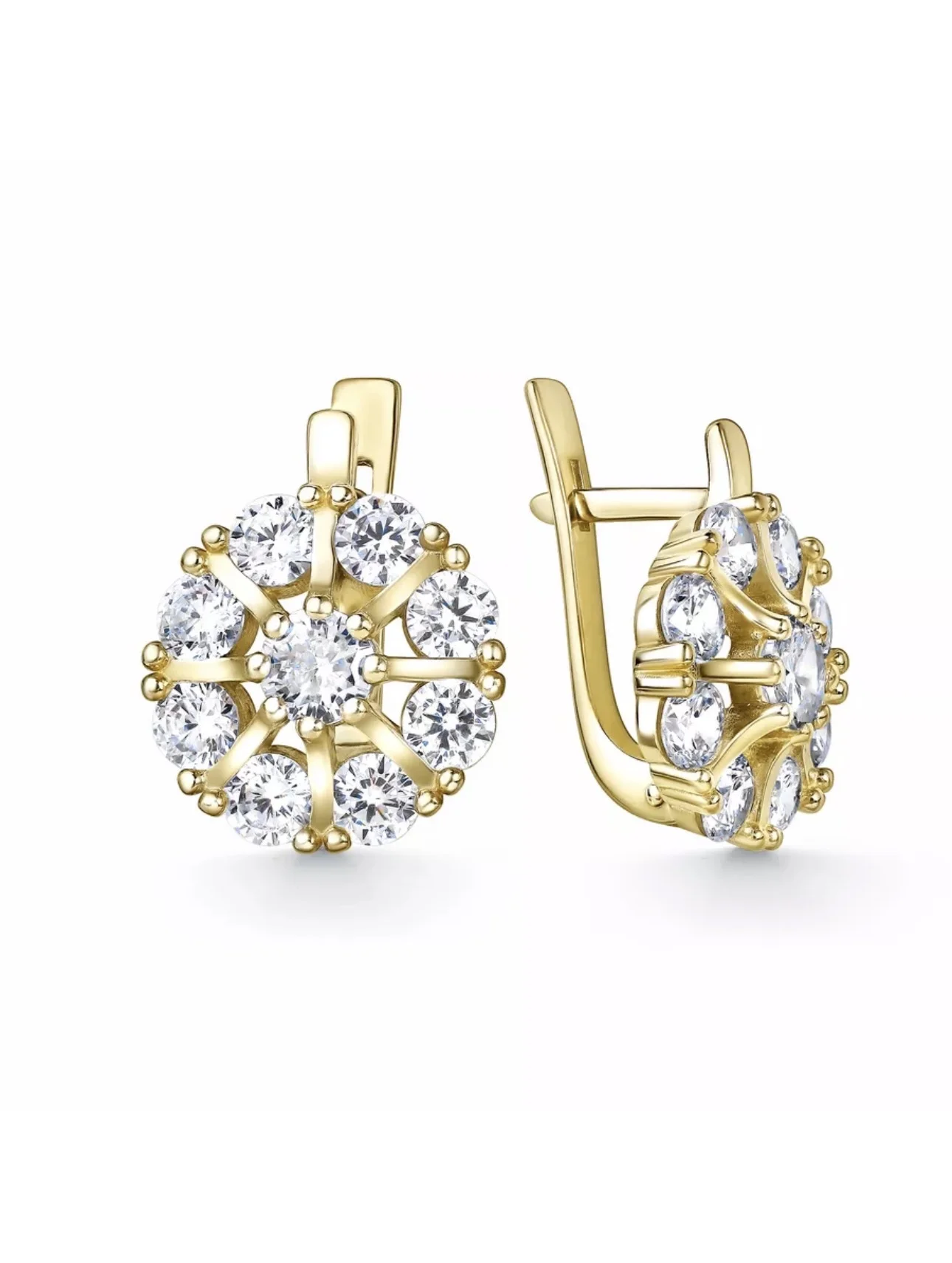 Серьги серебро 925 пробы в золочении с фианитами - изображение 1