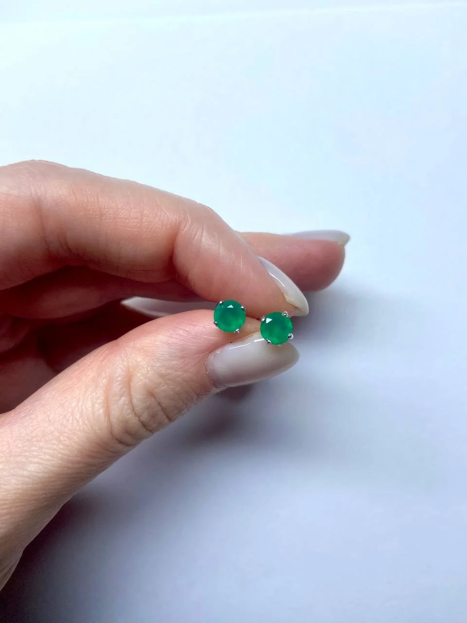 Серьги-пусеты серебро 925 с агатом - миниатюра 4
