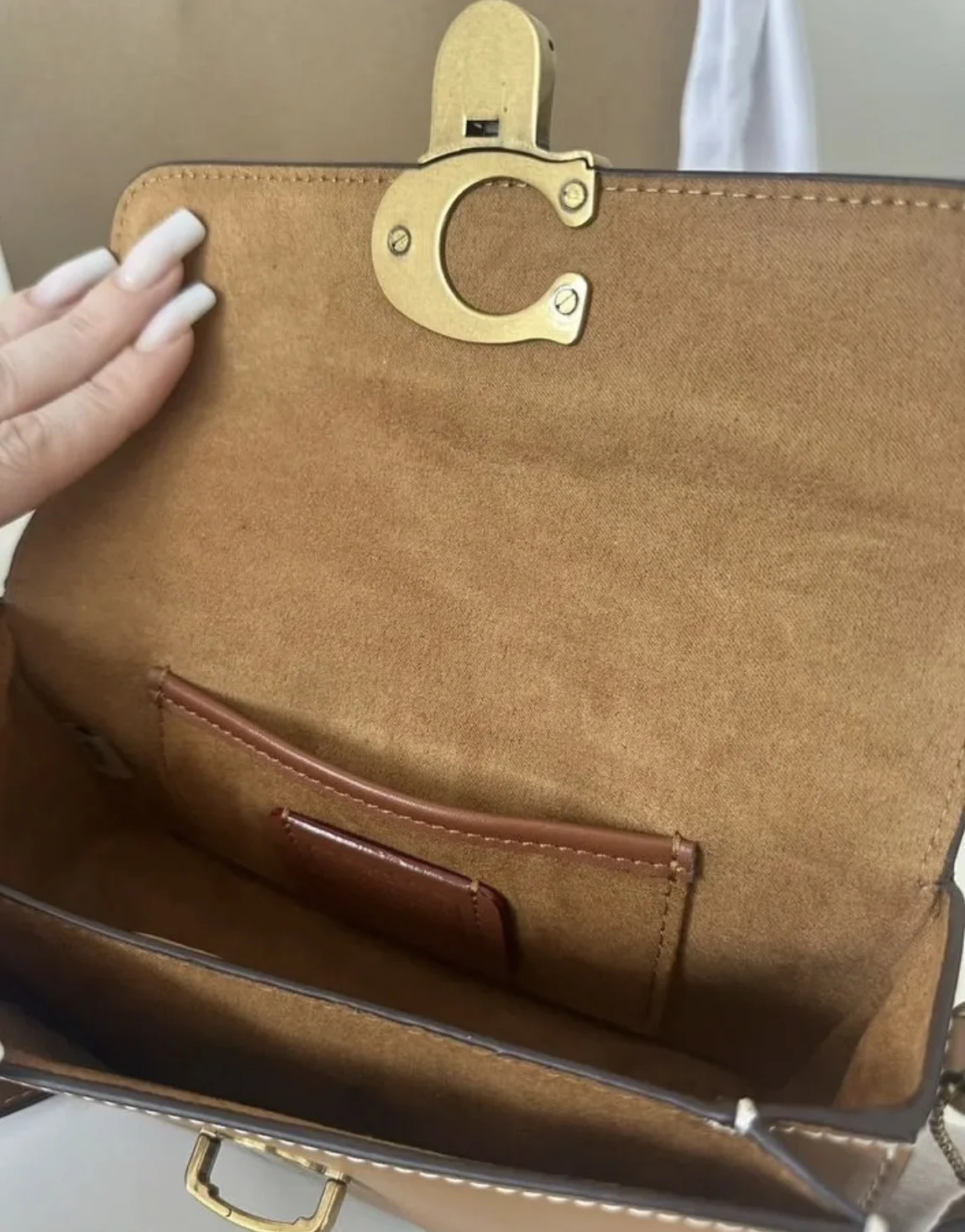 Сумка coach коричневая натуральная кожа - миниатюра 4
