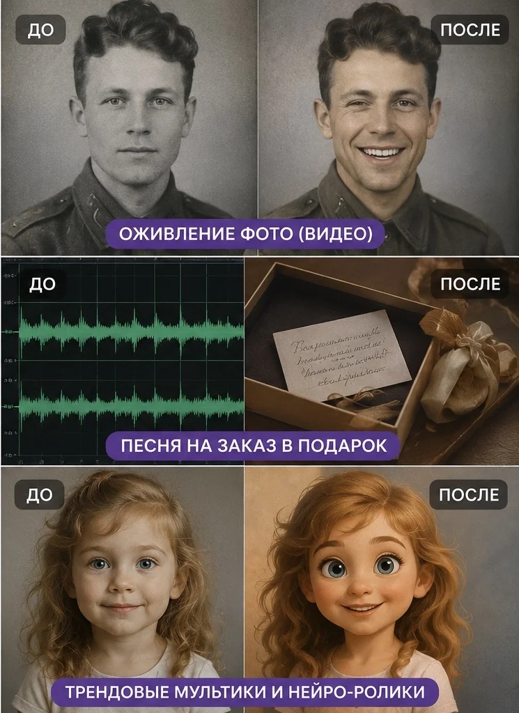Нейросети: мультики, фото, песни, ИИ видео - миниатюра 3
