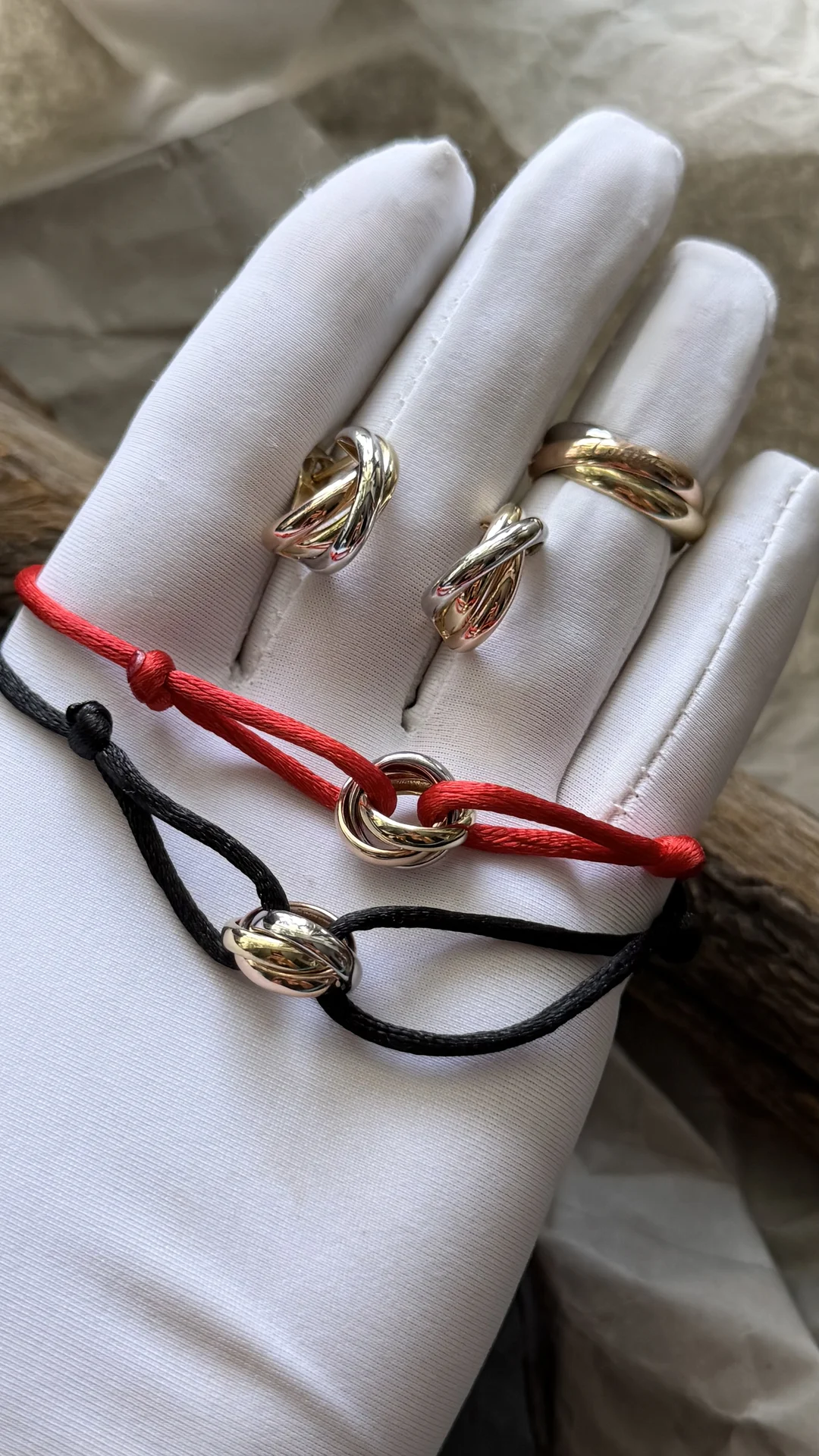 Комплект Cartier Trinity золото 585 пробы