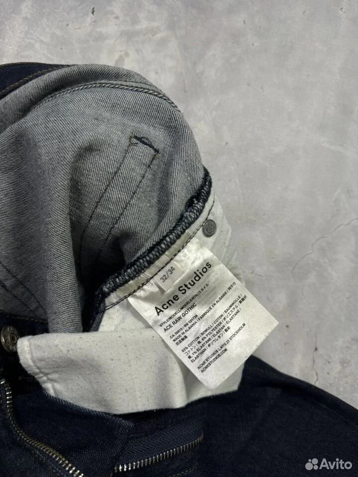 Джинсы Acne Studios 32:32 синие Ace Raw Gothic - миниатюра 8