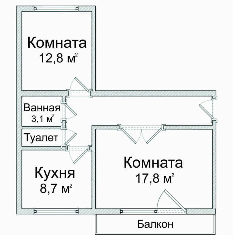 Просторная двушка в Батайске - миниатюра 12