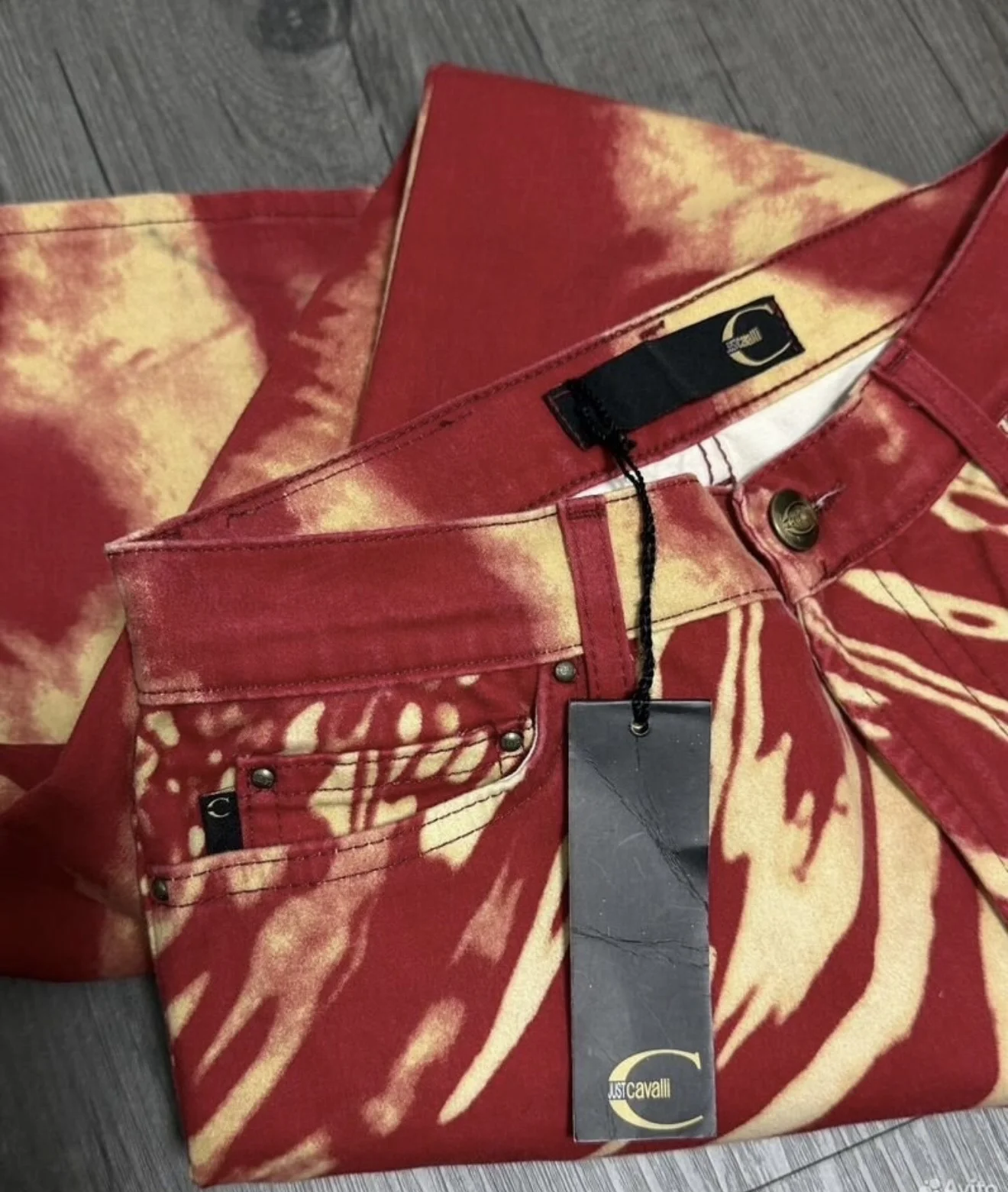 Just cavalli винтажные джинсы красные - миниатюра 4