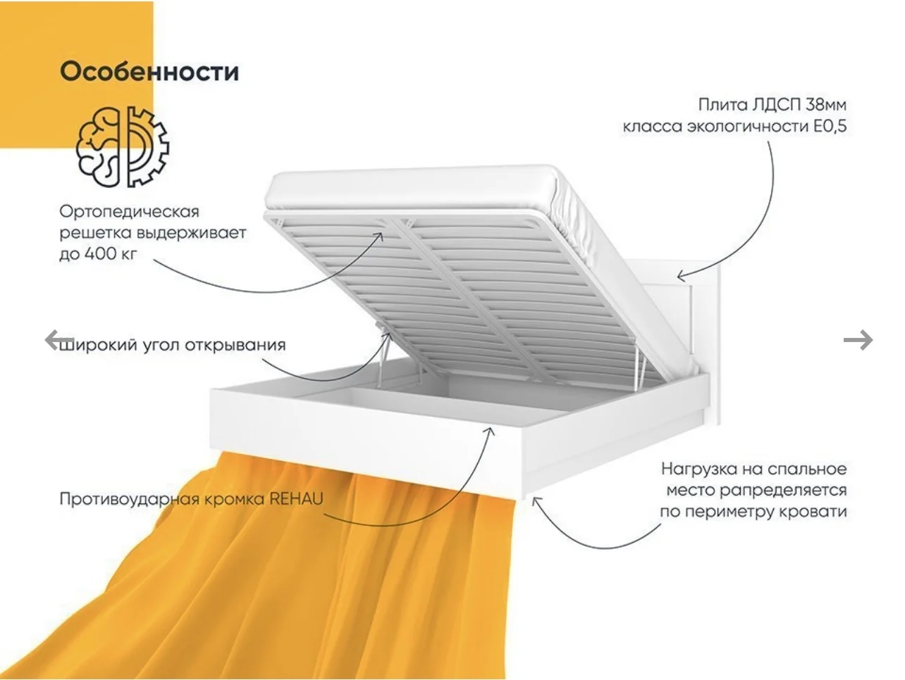 Кровать с подъемным механизмом Фрия 180х200 - миниатюра 3