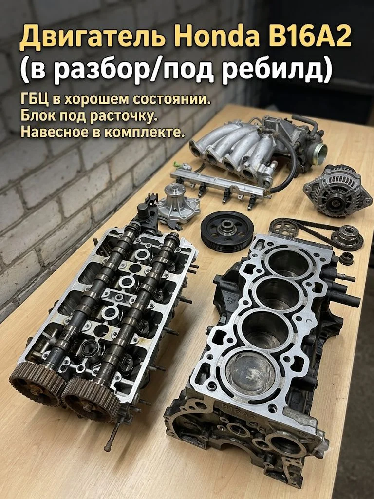 Двигатель Honda B16A2 (ГБЦ + Блок + Впуск) под реб