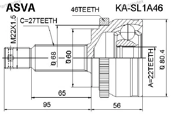 ШРУС наружный 22x60x27 - миниатюра 3