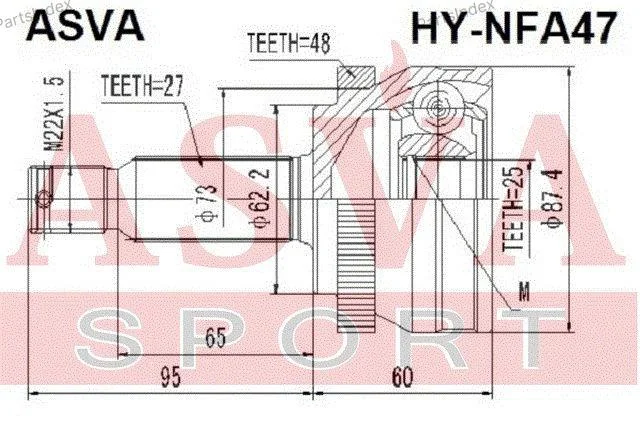 ШРУС наружный 25x62x27 - изображение 1